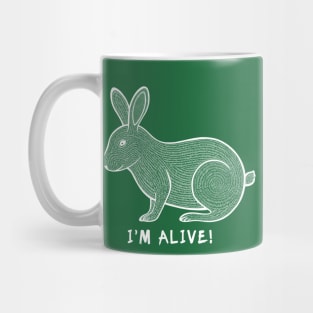 Rabbit - I'm Alive! - meaningful animal ink art - white lines Mug